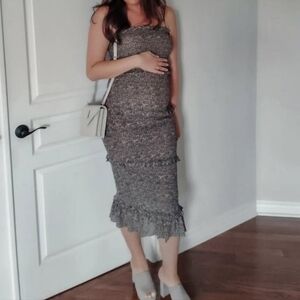 Mable Smocked Fitted Midi Dress